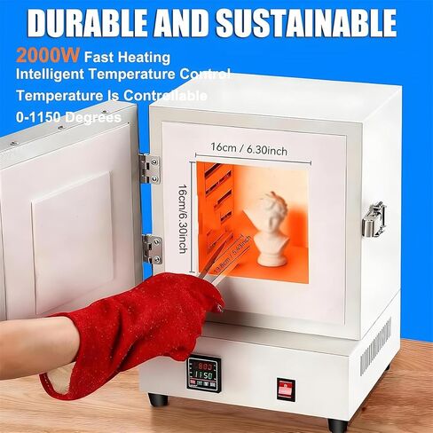 2000W Electric Sintering Furnace, Digital Display Lab Equipment, 1150℃ Melter Oven for Jewelry, Metalwork and Pottery, Tabletop Muffle Oven in Kuwait