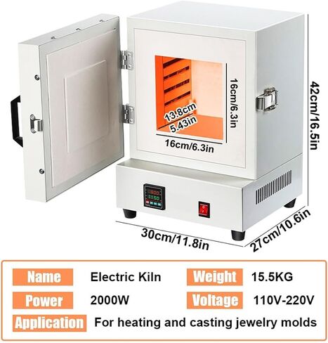 2000W Electric Sintering Furnace, Digital Display Lab Equipment, 1150℃ Melter Oven for Jewelry, Metalwork and Pottery, Tabletop Muffle Oven in Kuwait