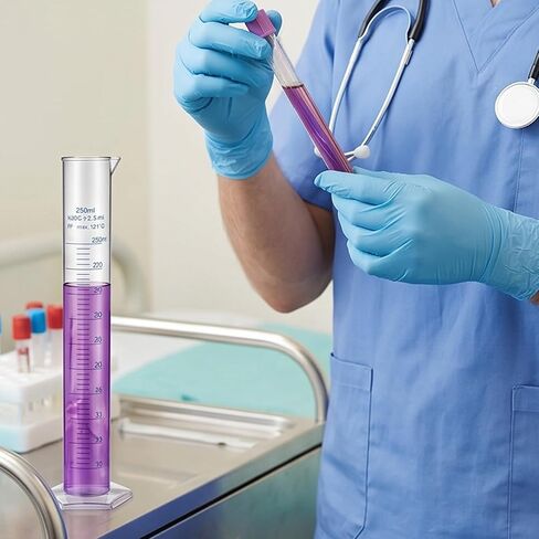 8 Pack 250ml Plastic Graduated Cylinder, Transparent Measuring Cylinders, Durable Lab Tube, Science Measuring Test Tube Flask with 2-Sided Marking, for Science Projects(250ML) in Kuwait