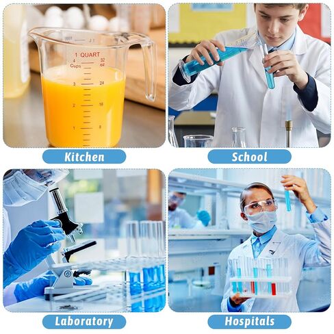 8 Pack 250ml Plastic Graduated Cylinder, Transparent Measuring Cylinders, Durable Lab Tube, Science Measuring Test Tube Flask with 2-Sided Marking, for Science Projects(250ML) in Kuwait