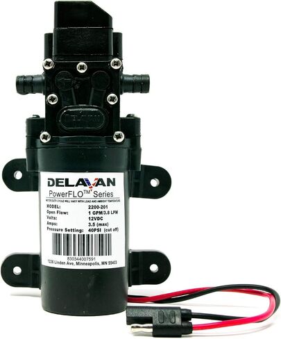 Delavan (حزمة من قطعتين - 2200-201-SB) PowerFlor 2200 12 فولت كهربائي 40 رطل لكل بوصة مربعة 1 GPM عند الطلب مضخة الحجاب الحاجز in Kuwait