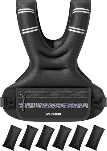 Adjustable Weighted Vest 10-20lb, Weight Vest for Women Men Walking Running Workout with 6 Removable Sandbags, Reflective Strip, Large Pocket for Gym in Kuwait