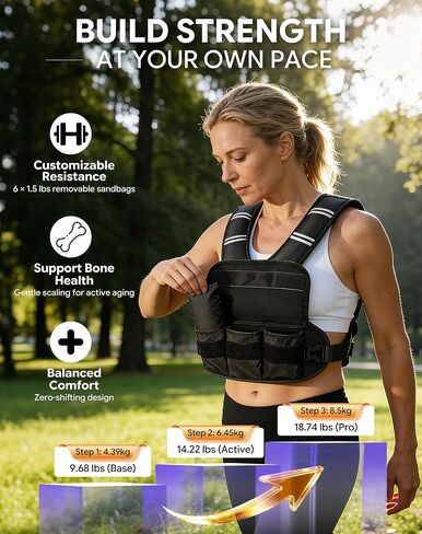 Adjustable Weighted Vest 10-20lb, Weight Vest for Women Men Walking Running Workout with 6 Removable Sandbags, Reflective Strip, Large Pocket for Gym in Kuwait
