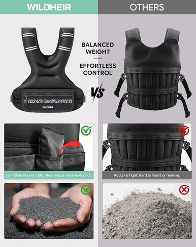 Adjustable Weighted Vest 10-20lb, Weight Vest for Women Men Walking Running Workout with 6 Removable Sandbags, Reflective Strip, Large Pocket for Gym in Kuwait