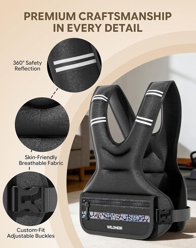 Adjustable Weighted Vest 10-20lb, Weight Vest for Women Men Walking Running Workout with 6 Removable Sandbags, Reflective Strip, Large Pocket for Gym in Kuwait