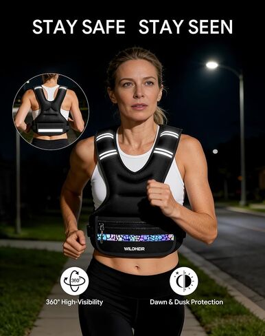 Adjustable Weighted Vest 10-20lb, Weight Vest for Women Men Walking Running Workout with 6 Removable Sandbags, Reflective Strip, Large Pocket for Gym in Kuwait