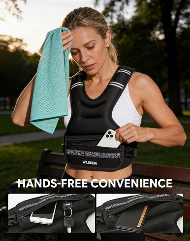 Adjustable Weighted Vest 10-20lb, Weight Vest for Women Men Walking Running Workout with 6 Removable Sandbags, Reflective Strip, Large Pocket for Gym in Kuwait