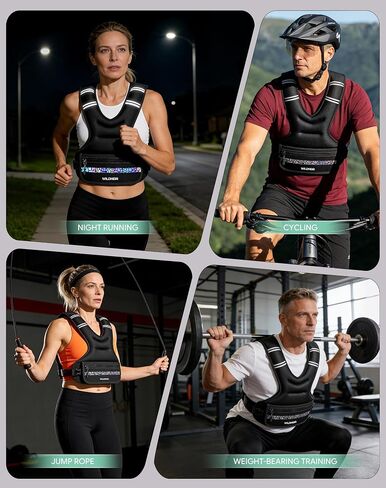 Adjustable Weighted Vest 10-20lb, Weight Vest for Women Men Walking Running Workout with 6 Removable Sandbags, Reflective Strip, Large Pocket for Gym in Kuwait