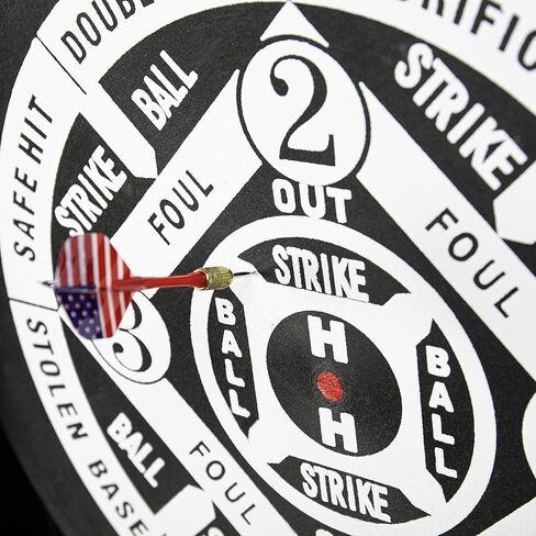 مجموعة خزانة DMI Americana Dartboard مع لوح رمي السهام الورقي مقاس 18 بوصة، ولعبة بيسبول ذات وجهين، وسجل كريكيت مدمج، وسهام، وطباشير وأدوات تثبيت - لمسة نهائية سوداء كلاسيكية in Kuwait