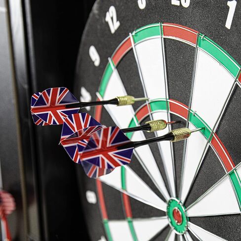 مجموعة خزانة DMI Americana Dartboard مع لوح رمي السهام الورقي مقاس 18 بوصة، ولعبة بيسبول ذات وجهين، وسجل كريكيت مدمج، وسهام، وطباشير وأدوات تثبيت - لمسة نهائية سوداء كلاسيكية in Kuwait