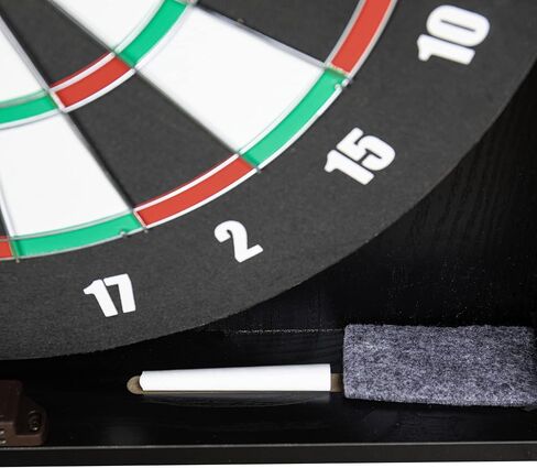 مجموعة خزانة DMI Americana Dartboard مع لوح رمي السهام الورقي مقاس 18 بوصة، ولعبة بيسبول ذات وجهين، وسجل كريكيت مدمج، وسهام، وطباشير وأدوات تثبيت - لمسة نهائية سوداء كلاسيكية in Kuwait