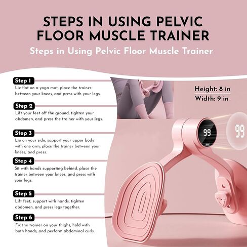 Pelvic Floor Thigh Exercise Device - Portable Kegel System Strengthening Exerciser for Men Women Inner Outer Muscle - Hip Abductor Master Trainer & Leg Workout Toner Equipment for Home Fitness in Kuwait