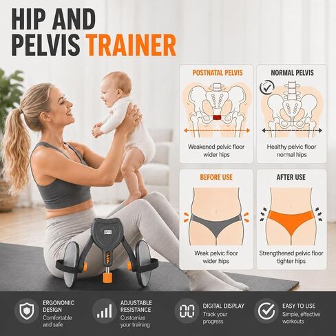 Kegel Trainer Pro for Men, 22-110LBS Adjustable Pelvic Floor Trainer Inner Thigh Exerciser, Core Trainer, Hip Trainer with EVA Pads for Home Gym Workout in Kuwait