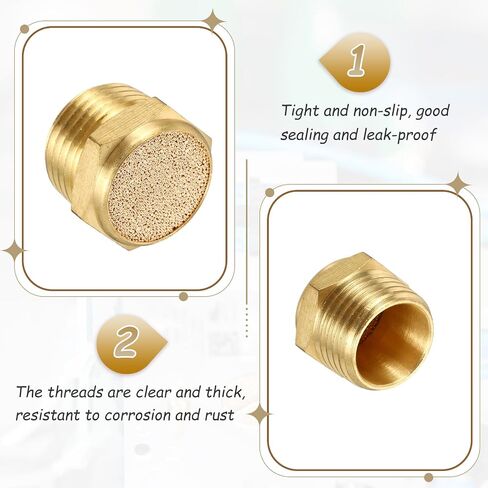 MECCANIXITY 4pcs Male Air Pneumatic Mufflers 1/2" NPT Sintered Bronze Muffler Air Fittings for Pneumatic Tool and Industrial Machinery in Kuwait