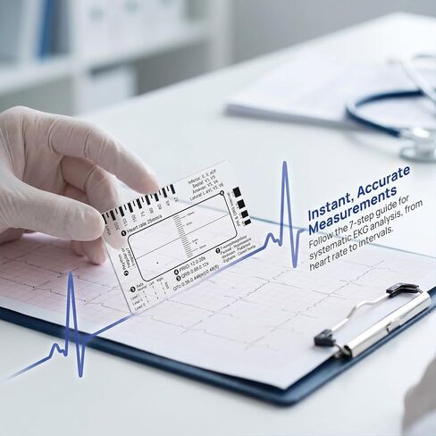 10pcs ECG 7 Step Ruler, PVC Portable Electrocardiogram Card, EKG Calipers Ruler Measuring Tool for EKG Education and Practice- Clear in Kuwait