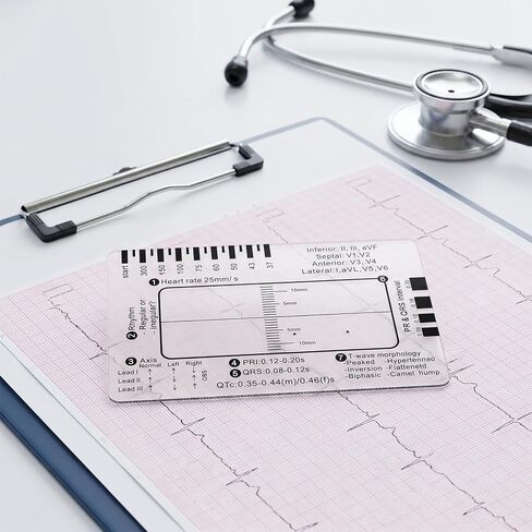 10pcs ECG 7 Step Ruler, PVC Portable Electrocardiogram Card, EKG Calipers Ruler Measuring Tool for EKG Education and Practice- Clear in Kuwait