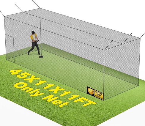 Baseball Batting Cage Net - 45 x 11 x 11 FT 36-Ply PE 1.75" Mesh Batting Cage Net with Door Heavy Duty Baseball Batting Cage for Softball & Hitting Training for Backyard Park (Net Only) in Kuwait