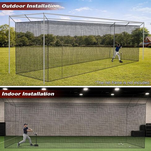 Baseball Batting Cage Net - 45 x 11 x 11 FT 36-Ply PE 1.75" Mesh Batting Cage Net with Door Heavy Duty Baseball Batting Cage for Softball & Hitting Training for Backyard Park (Net Only) in Kuwait