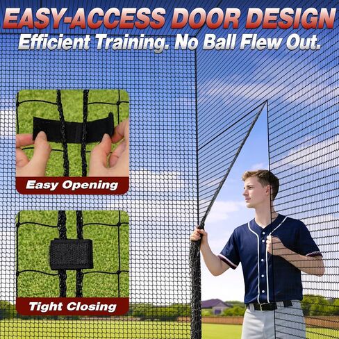 Baseball Batting Cage Net - 45 x 11 x 11 FT 36-Ply PE 1.75" Mesh Batting Cage Net with Door Heavy Duty Baseball Batting Cage for Softball & Hitting Training for Backyard Park (Net Only) in Kuwait