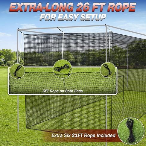 Baseball Batting Cage Net - 45 x 11 x 11 FT 36-Ply PE 1.75" Mesh Batting Cage Net with Door Heavy Duty Baseball Batting Cage for Softball & Hitting Training for Backyard Park (Net Only) in Kuwait