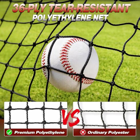 Baseball Batting Cage Net - 45 x 11 x 11 FT 36-Ply PE 1.75" Mesh Batting Cage Net with Door Heavy Duty Baseball Batting Cage for Softball & Hitting Training for Backyard Park (Net Only) in Kuwait
