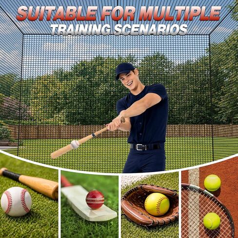 Baseball Batting Cage Net - 45 x 11 x 11 FT 36-Ply PE 1.75" Mesh Batting Cage Net with Door Heavy Duty Baseball Batting Cage for Softball & Hitting Training for Backyard Park (Net Only) in Kuwait