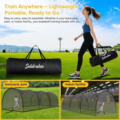 30FT Portable Baseball & Softball Batting Cage for Backyard – Enclosed Net with Pitching Machine Hole, Fiberglass Pole System, Carry Bag, for Home Hitting & Pitching Practice, 30 x 13 x 9 ft in Kuwait