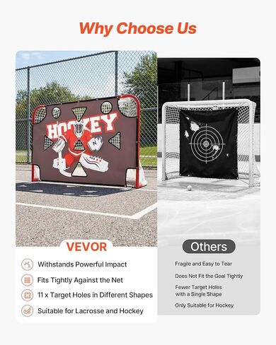 هدف إطلاق النار لحارس المرمى من VEVOR Street Hockey، هدف ممارسة هدف هوكي الجليد لمدرس الرماية، شبكة ممتازة مقاومة للتمزق مع 11 فتحة، أهداف سهلة التركيب، معدات تدريب لممارسة دقة الرماية in Kuwait