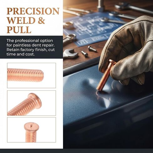 50pcs Auto Body Repair Pins 5mm Aluminum Copper Plated Welding Studs for Collision Repair and Dent Removal on Doors and Trunks, Panel Restoration Without Paint Damage in Kuwait