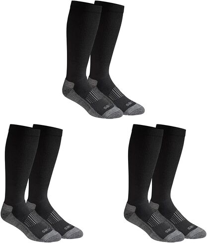 جوارب Dickies الرجالية الخفيفة المريحة فوق الساق، متوفرة بمقاسات M-XXL (2، 4 أزواج)، أسود (زوجين)، X-Large (عبوة من 3) in Kuwait