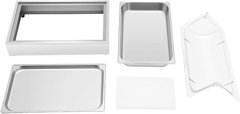 Ice Food Serving Display Tray for Party, Buffet Cold Serving Cooler Platter with Ice Box, Large Stainless Steel Chilled Food Display Container for Salad Sushi Shrimp, 1.59 Gal in Kuwait
