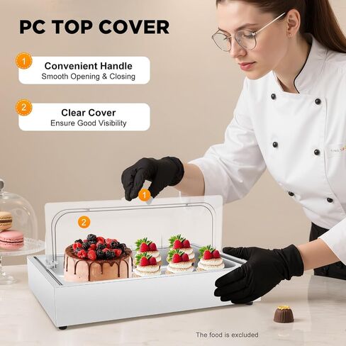 Ice Food Serving Display Tray for Party, Buffet Cold Serving Cooler Platter with Ice Box, Large Stainless Steel Chilled Food Display Container for Salad Sushi Shrimp, 1.59 Gal in Kuwait