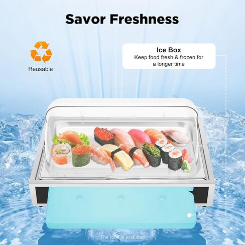 Ice Food Serving Display Tray for Party, Buffet Cold Serving Cooler Platter with Ice Box, Large Stainless Steel Chilled Food Display Container for Salad Sushi Shrimp, 1.59 Gal in Kuwait