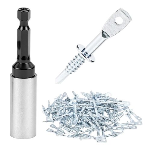 QWORK 100 Pcs 2 Inch Eye Lag Self-Tapping Screws with 2-5/8" Driver, Eye Lag Wood Screws, Attaching Hanger Wire to Joists Eye Bolts, for Accommodates Jack Chain Ceiling Wire in Kuwait