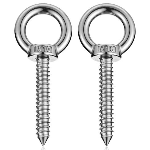 2 Pcs 4 Inch Eyes Hooks Screws, Eye Bolts for Wood Eye Hooks Heavy Duty M10 Self Tapping Eyelet Screws 304 Stainless Steel–700LBS Load Capacity for Outdoor Hammock Stands, Yoga and Swing Chairs in Kuwait