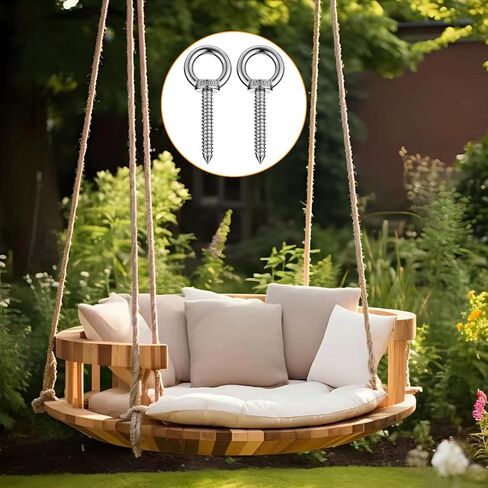 2 Pcs 4 Inch Eyes Hooks Screws, Eye Bolts for Wood Eye Hooks Heavy Duty M10 Self Tapping Eyelet Screws 304 Stainless Steel–700LBS Load Capacity for Outdoor Hammock Stands, Yoga and Swing Chairs in Kuwait