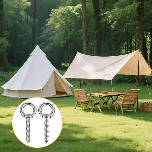 2 Pcs 4 Inch Eyes Hooks Screws, Eye Bolts for Wood Eye Hooks Heavy Duty M10 Self Tapping Eyelet Screws 304 Stainless Steel–700LBS Load Capacity for Outdoor Hammock Stands, Yoga and Swing Chairs in Kuwait