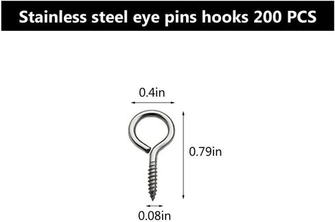 Screw Eye Pins (304) Stainless Steel 20mm Eyelet Hook for Jewelry Small Screws Hooks Ring 200 Pcs in Kuwait