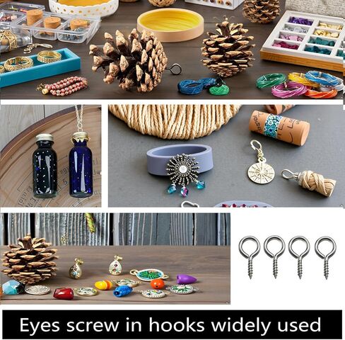 Screw Eye Pins (304) Stainless Steel 20mm Eyelet Hook for Jewelry Small Screws Hooks Ring 200 Pcs in Kuwait