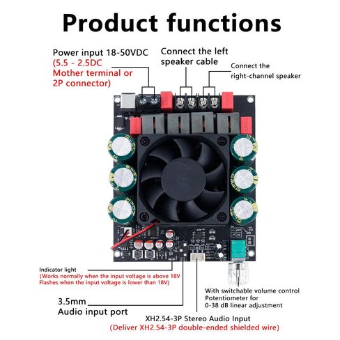 Spectrum Analyzers for ZK-6002 600W 2 Channel Stereo Audio Amplifier Board High Power Class H Amp TPA3255 Chips Low Distortion Wide Voltage（Color:Black in Kuwait