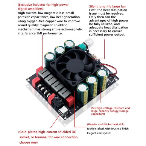 Spectrum Analyzers for ZK-6002 600W 2 Channel Stereo Audio Amplifier Board High Power Class H Amp TPA3255 Chips Low Distortion Wide Voltage（Color:Black in Kuwait