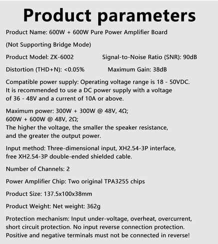 Spectrum Analyzers for ZK-6002 600W 2 Channel Stereo Audio Amplifier Board High Power Class H Amp TPA3255 Chips Low Distortion Wide Voltage（Color:Black in Kuwait