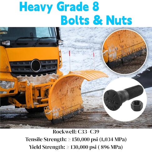 5/8 Cutting Edge Plow Bolts Nuts with Impact Socket,5/8" x2-1/4 Grader Blade Bolts,Dome Head Grade 8 for JCB Kubota New Holland, Snow Plow Tractor Loader Construction Machinery Accessories-11 Pack in Kuwait