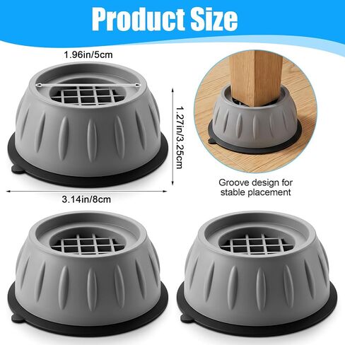 4 PCS Anti Vibration Pads for Washing Machine Leveling Feet Rubber Anti-Vibration Feet Pad Antivibration Pads for Washing Machine Reduce Noise Dryer Shock Prevent Walking, Universal Size in Kuwait