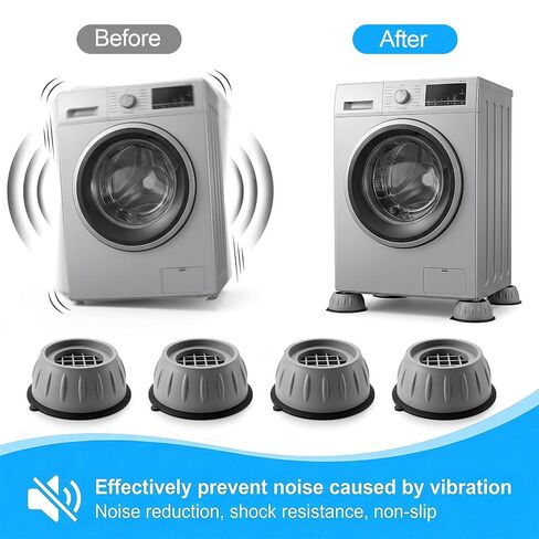 4 PCS Anti Vibration Pads for Washing Machine Leveling Feet Rubber Anti-Vibration Feet Pad Antivibration Pads for Washing Machine Reduce Noise Dryer Shock Prevent Walking, Universal Size in Kuwait