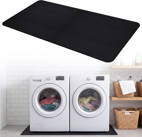 Teenyyou Washer Dryer Anti Vibration Mat, 63 x 29.5 Inch PVC Washing Machine Mat, Shock Absorbing and Noise Reducing Pad, Foldable Waterproof Non-Slip Floor Protector for Laundry Under Dryer in Kuwait