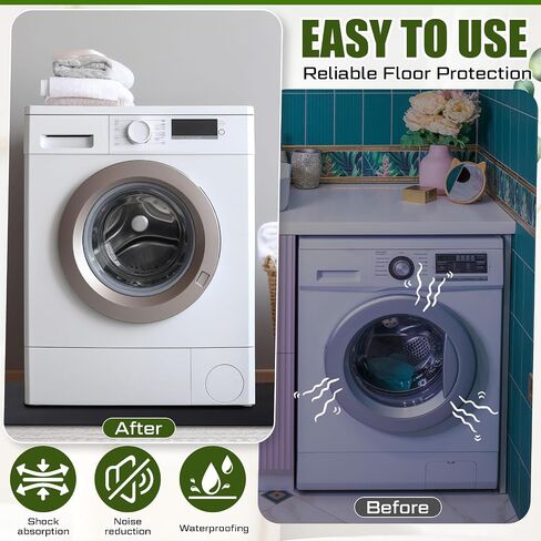 Teenyyou Washer Dryer Anti Vibration Mat, 63 x 29.5 Inch PVC Washing Machine Mat, Shock Absorbing and Noise Reducing Pad, Foldable Waterproof Non-Slip Floor Protector for Laundry Under Dryer in Kuwait