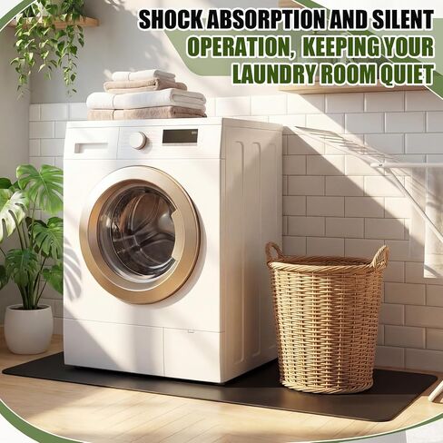 Teenyyou Washer Dryer Anti Vibration Mat, 63 x 29.5 Inch PVC Washing Machine Mat, Shock Absorbing and Noise Reducing Pad, Foldable Waterproof Non-Slip Floor Protector for Laundry Under Dryer in Kuwait