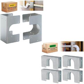 Double 2X Stud Shoes (2 PCS) & Single 2X Stud Shoes (4 PCS), 16-Gauge Galvanized, 6.25" Height, Fits Up to 2 3/8" OD Pipes – Thicker, Higher, IBC/IRC Code Compliant, Extra Durable in Saudi Arabia