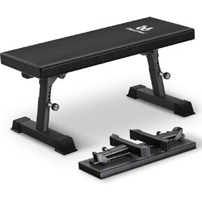 Flat Weight Bench - 1300lb Capacity Heavy Duty Foldable Workout Bench for Home Gym, Adjustable Strength Training Bench Press for Ab and Full Body Exercises, Sturdy T-Shaped Legs, Easy to Fold Home Gym for Woman Man in Kuwait